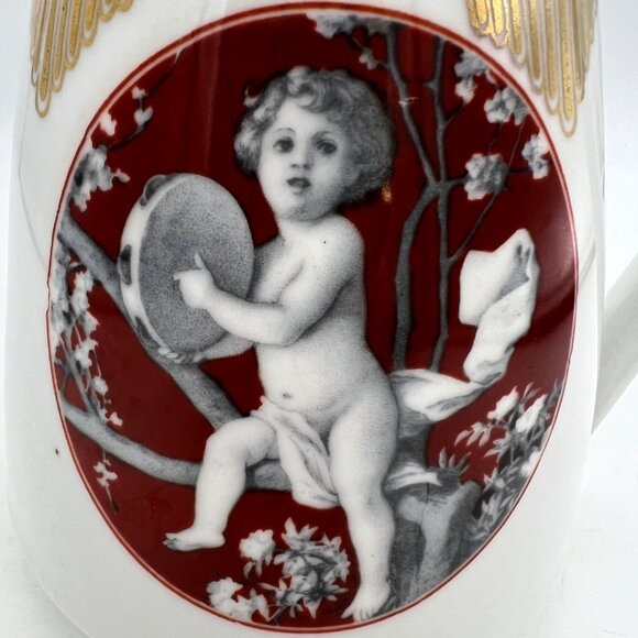 Celebrate Germany Cherub Pitcher Gold Trim 6.25" Porcelain Jug Cupid Art - Picture 9 of 9